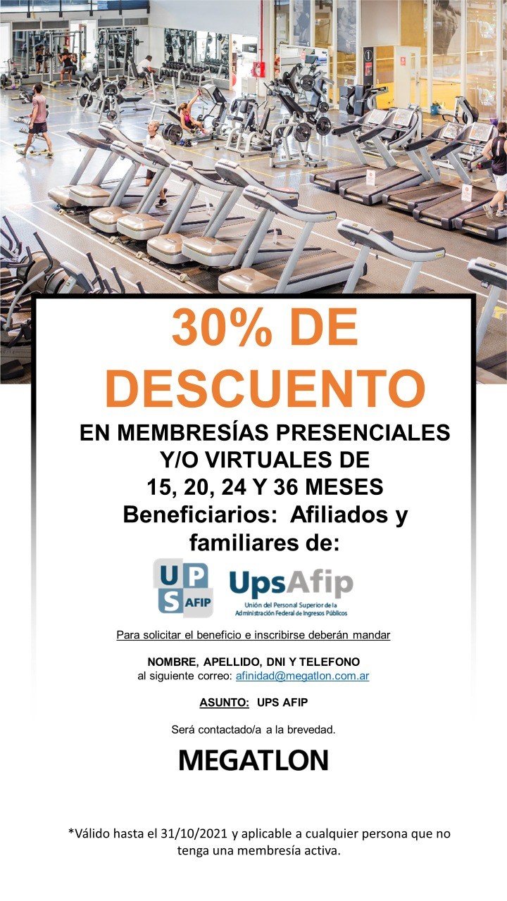 Beneficio en Megatlon: 30% de descuento