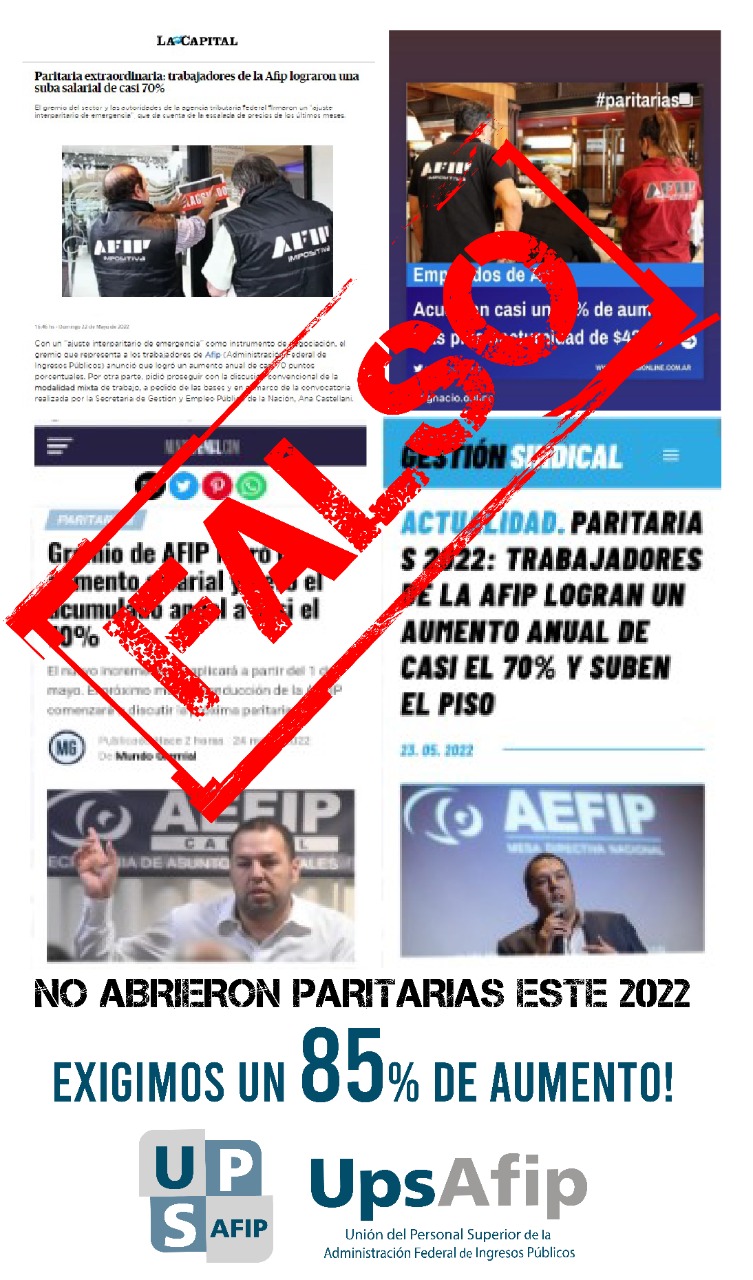 FALSO!  No abrieron paritarias en 2022. Exigimos 85% de aumento.