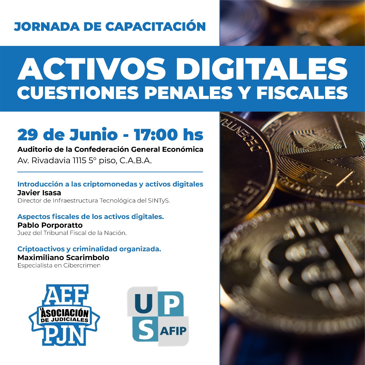 29 de junio Jornada de Capacitación: Activos Digitales. Cuestiones Penales y Fiscales