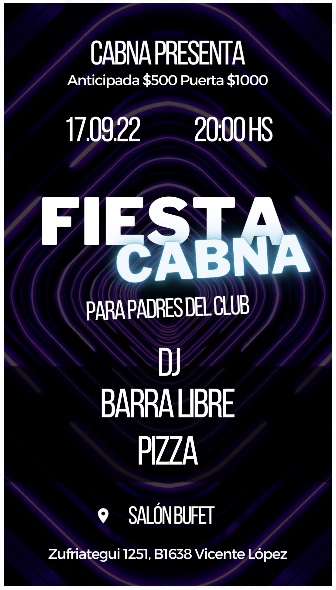 17 de setiembre 20:00hs Fiesta CABNA