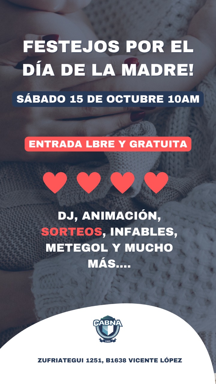 Beneficio para afiliados UPSAFIP y socios BNA: Festejos día de la madre sábado 15/oct 10hs.