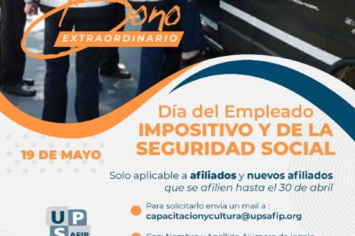 19 de mayo: Super Bono $ 50.000: Día del empleado impositivo y de la seguridad social