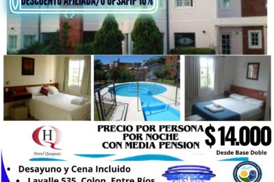 Beneficio: UpsAFIP 10% Hotel Queguay, Colón, Entre Ríos