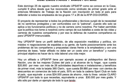 Comunicado: CUMPLIMOS 9 AÑOS Y VAMOS POR MÁS.