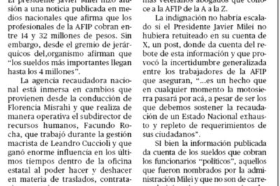 Jerárquicos de la AFIP desmienten a Milei
