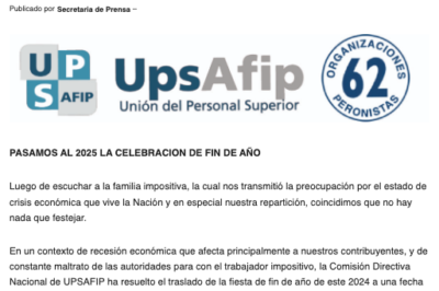 Comunicado del 13 de noviembre de 2024: PASAMOS AL 2025 LA CELEBRACION DE FIN DE AÑO