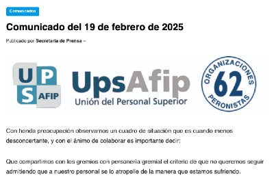 Comunicado del 19 de febrero de 2025