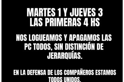 Estado de Asamblea: Apagon Informático Martes 1 y Jueves 3 de Abril