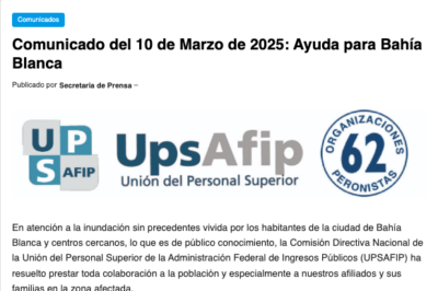 Comunicado del 10 de Marzo de 2025: Ayuda para Bahía Blanca