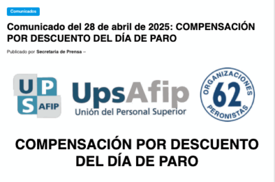 Comunicado del 28 de abril de 2025: COMPENSACIÓN POR DESCUENTO DEL DÍA DE PARO