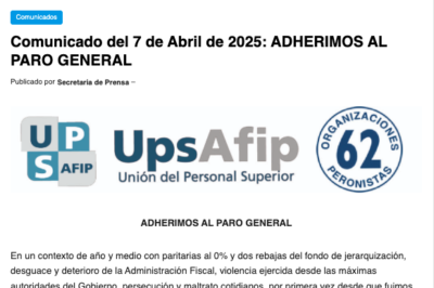 Comunicado del 7 de Abril de 2025: ADHERIMOS AL PARO GENERAL