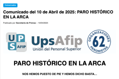 Comunicado del 10 de Abril de 2025: PARO HISTÓRICO EN LA ARCA