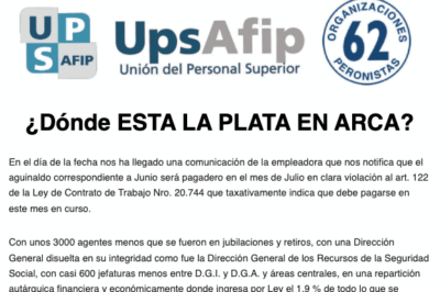 Comunicado del 19 de Junio de 2024: ¿Dónde ESTA LA PLATA EN ARCA?